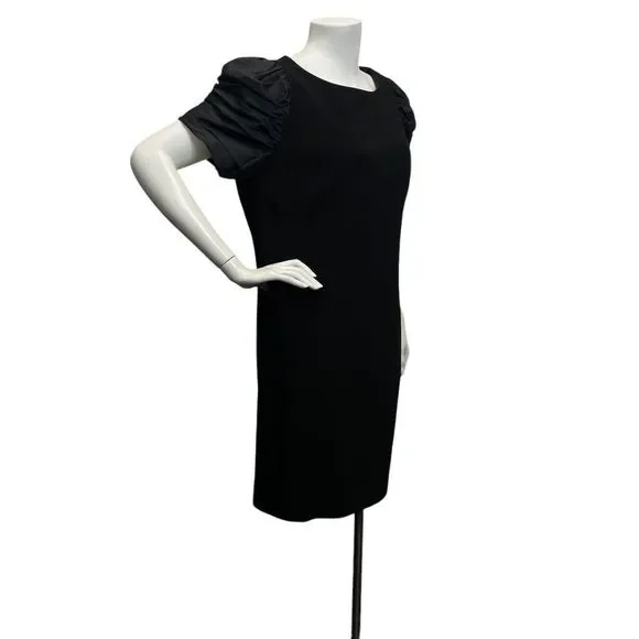 Rickie Freeman Teri John 14 Black w/ Gray Puffy Short Sleeve Retro Mini Dress